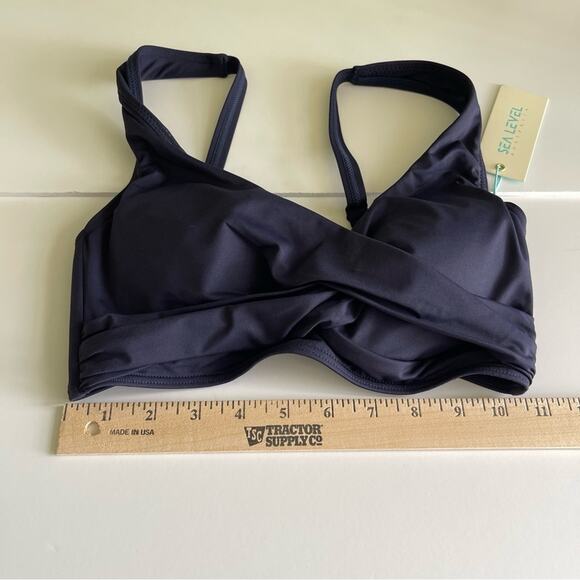 Sea level Cross Front Multifit Bikini Top Navy - Picture 3 of 12